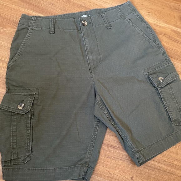Old Navy Other - Old Navy Cargo Shorts Men's 33 Olive Green Cotton Flat‎ Front Rip Stop Grunge
